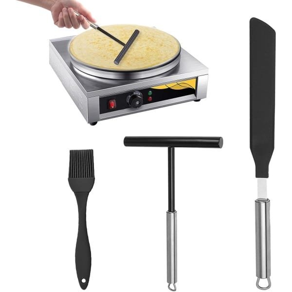 Set van 3 pannenkoekenverdelers en spatels van roestvrij staal - T-vormig - Bakgereedschap voor thuis keuken - Accessoires voor bakken en koken