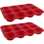 Siliconen Bakvorm Set - 2-Delig - Muffinvorm - 12 Muffins Per Vorm - Cakevorm - Bakvormen - Muffinbakvorm - Keuken Accessoires - 2 Stuks