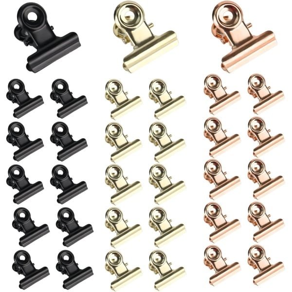 Small Bulldog Paper Clips - 90 Stuks - Gouden Kantoorclips - Multifunctionele Clips voor Foto's en Keuken Accessoires