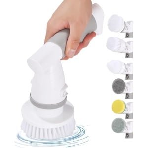 Snoerloze Elektrische Schoonmaakborstel met 6 Borstelkoppen - Ideaal voor Badkamer, Keuken en Auto