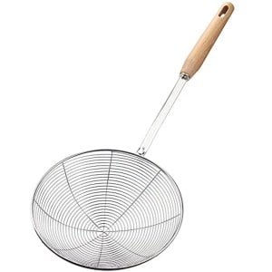 Spinnenzeef met Houten Handvat en Roestvrij Stalen Skimmerlepel - 18 cm Keuken Accessoire