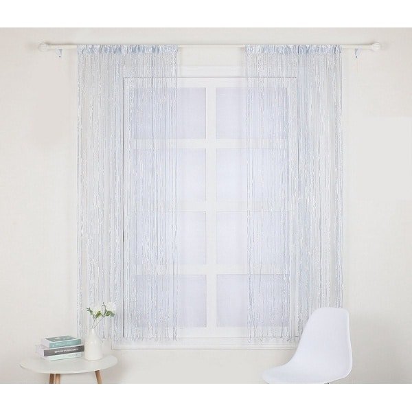 Stijlvol eenvoudige coderingshanger kralen deur gordijn, gordijnen, keuken woonkamer slaapkamer huis kwasten scheidingsgordijn 2m*1m, enkele deur gordijn (zonder accessoires), zilvergrijs