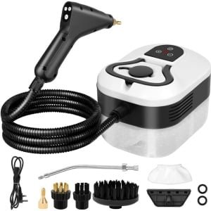 Stoomreiniger - stoomdruk: 3,5 bar, opwarmtijd: 15 s, vermogen: 2500 W, tank: 1,2 l, hogedrukstoomreiniger met 9 accessoires voor keuken, auto, thuis, kantoor, digitaal touchscreen