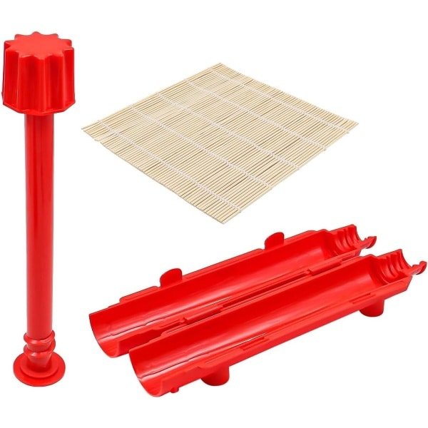 Striped Tube Sushi Mold Set - Sushi Mould with Bamboo Mat - DIY Keuken Accessoires - Geschikt voor Beginners - Eenvoudige Bediening