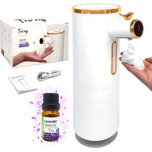 Tesley Automatische Zeepdispenser - Elektrische zeeppompje met sensor - Oplaadbaar (USB-C) zeeppomp - Handsfree no touch zeep pomp - Foam handzeep pompje - Infrarood Sensor - 300ml - Douche - Keuken - Met Etherische Olie vour aroma diffusie