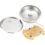Unyqoos® Moderne ronde inbouwspoelbak van roestvrij staal met accessoires voor keuken