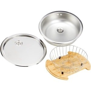 Unyqoos® Moderne ronde inbouwspoelbak van roestvrij staal met accessoires voor keuken