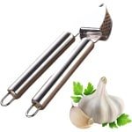 Unyqoos® Roestvrijstalen knoflookpers met ergonomische greep en accessoires voor de keuken