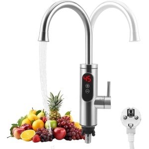 Warme en koude waterkraan 3300 W, elektrische kraan met roestvrij staal onmiddellijke waterverwarmer, 360° roterende keukenkraan voor keuken en badkamer