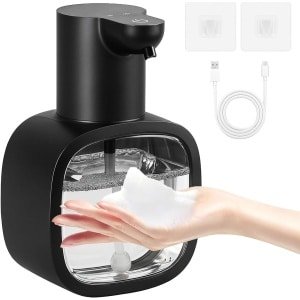Zeepdispenser - automatisch, 500 ml, wandbevestiging, elektrische zeepdispenser met sensor, USB-oplaadbaar, schuimzeepdispenser, zwart, voor keuken en badkamer, IPX5 waterdicht