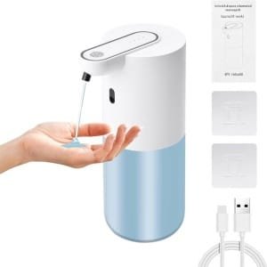 Zeepdispenser wandmontage - Automatische elektrische sensor zeepdispenser 4-traps instelling 2 wandstickers 1 USB-oplaadkabel 400 ml voor badkamer keuken kantoor zeepdispenser wandmontage