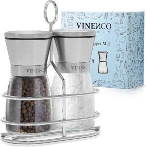 Zout- en Pepermolen Set - 2 Delige Keuken accessoire met Keramisch Maalwerk, Verstelbaar voor Grof en Fijn Malen