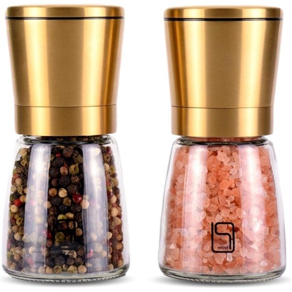 Zout- en Pepermolen Set Goud - Verstelbaar Keramische Molen Gouden RVS Zoutmolen en Pepermolen - Premium Kwaliteit - Keuken Accessoires