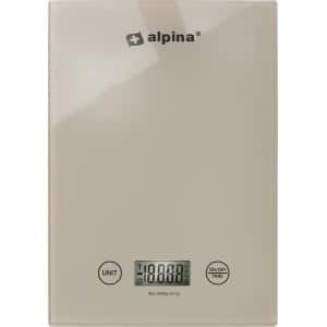 alpina Keukenweegschaal Digitaal - Weegschaal Keuken in gr, lb, oz en ml - Precisie Weegschaal met Tarra Functie - Keuken Accessoires - 22 x 15,5 cm - Beige