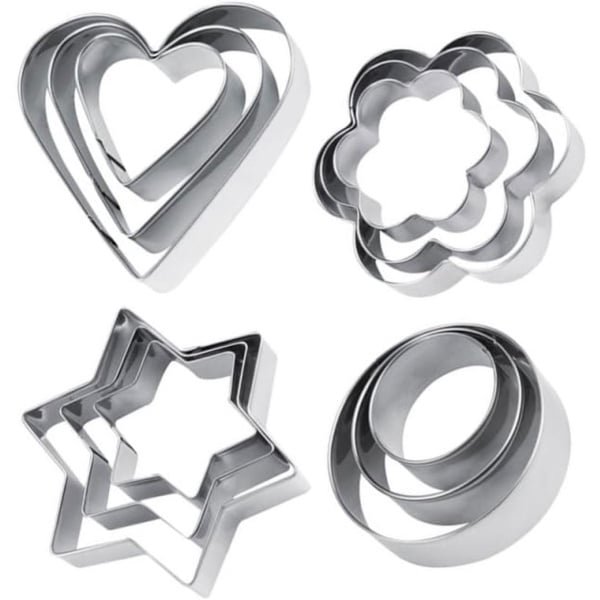 12 Pack Koekjes Uitstekers, Biscuit Gebak DIY Mallen Set Hartcirkel Bloem Stervormige Keuken Bakken Accessoires voor Fondant Taart Fruit