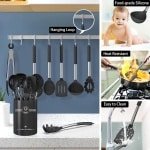 16 STKS Siliconen Keukengerei, Hittebestendige gebruiksvoorwerpen Set met premium roestvrijstalen handgrepen voor koken en bakken, niet-stick spatel keuken gadgets kookgerei set