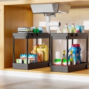 2 Pcs Onder Sink Organizer - Keuken Lades Organizer - Keuken Sink Cabinet Multifunctionele Opslag Accessoires Zwart