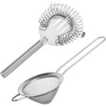 2-Piece Cocktail Strainer - Fine Strainer met Handvat - RVS Bartender Colander - Filter voor Thuis - Keuken - Bar Accessoires