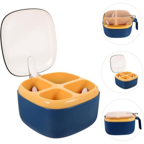 2 stuks Kruidendoos - Kruidenfles - Kruidendoos - Kruidenpotten Set - Met Deksel & Lepel - Keukenkruidenpot - Accessoires Kruidenpotjes Compartiment - Voor Kruiden, Specerijen & Opslag - Keuken Organizer - Pauwblauw