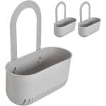 2PCS Keuken Sink Caddy - Dubbele Laag Hangende Mand - Voor Binnenkeuken - Zeep Afvoer Rek Houder Opslag - Keuken Organizer Accessoires (Grijs)