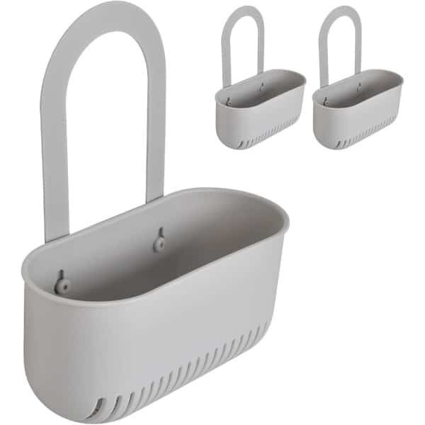 2PCS Keuken Sink Caddy - Dubbele Laag Hangende Mand - Voor Binnenkeuken - Zeep Afvoer Rek Houder Opslag - Keuken Organizer Accessoires (Grijs)