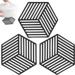 3-delige Silicone Onderzetter Set | Hittebestendig en Antislip | Geschikt voor Pannen en Potten | Keuken Accessoire | Zwart | 250°C Temperatuur Safe