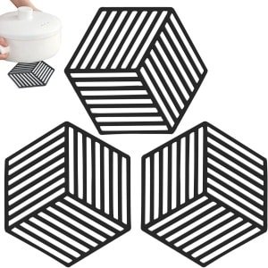 3-delige Silicone Onderzetter Set | Hittebestendig en Antislip | Geschikt voor Pannen en Potten | Keuken Accessoire | Zwart | 250°C Temperatuur Safe