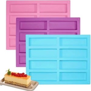 3-delige set smalle rechthoekige siliconen vormen voor energierepen en mueslirepen - bakvorm voor cake - keuken accessoire