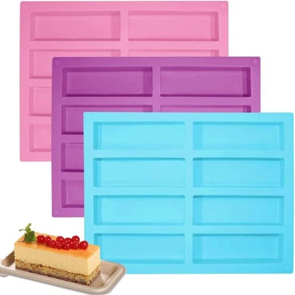 3-delige set smalle rechthoekige siliconen vormen voor energierepen en mueslirepen - bakvorm voor cake - keuken accessoire