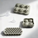 3-delige silicone vormen in trendy Morandi kleuren - IJsblokjes houder met deksel - Inclusief mini trechter - IJsblokjes vorm en taartvormen - Keuken accessoires voor ijsblokjes en meer