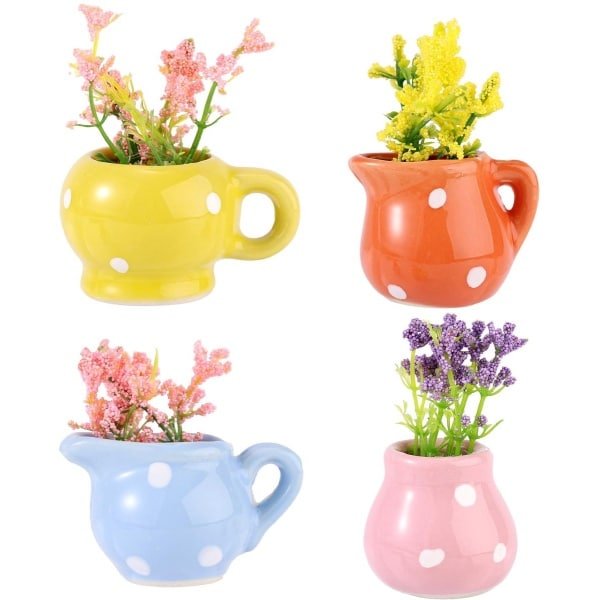 4 stuks mini-vaasmagneten voor de koelkast, schattige keramische kleine bloemenvaas mini-3D-plantenmagneten koelkast praktische accessoires voor thuis kluisjes kantoor keuken decoratie