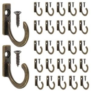 60 Stuks Wandhaken Vintage Antiek Brons - Enkele Haken voor Sieraden, Handdoeken en Keuken Accessoires