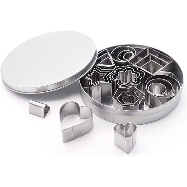 Allecta - Geometrische Koekjessnijders Set van Roestvrij Staal - 24 Stuks met 8 Vormen - DIY Bakken - Keuken Accessoires