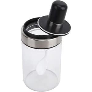 Allecta - Glazen potjes set voor specerijen en suiker, inclusief lepel - Keuken accessoires voor opslag van zout, sesam en olie - 6,5 x 14,7 cm