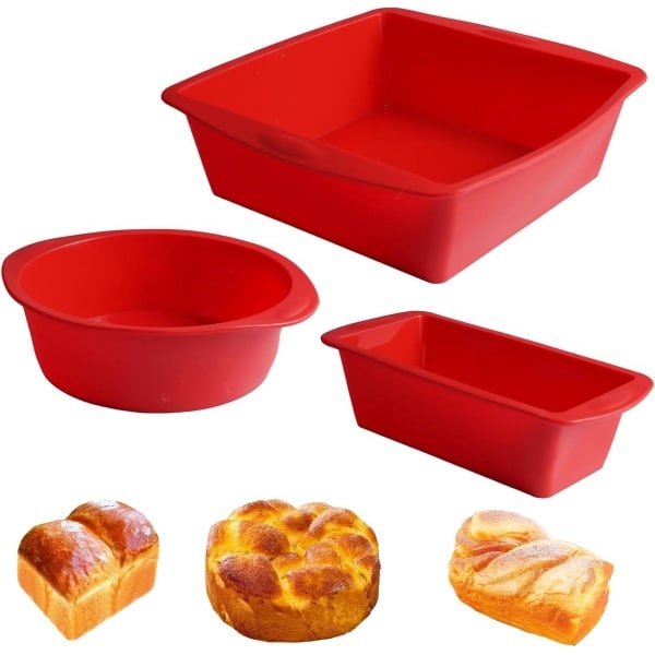 Allecta - Herbruikbare Bakvormset, 3 stuks, Rechthoekig en Rond, Voor Gebak en Brood Bakken, Keuken Accessoires