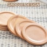 Allecta - Houten Onderzetters Set met Houder - Dranken Onderzetters voor Thuis - Ronde Onderzetters van 9cm - Keuken Tafel Accessoires - Housewarming Cadeau