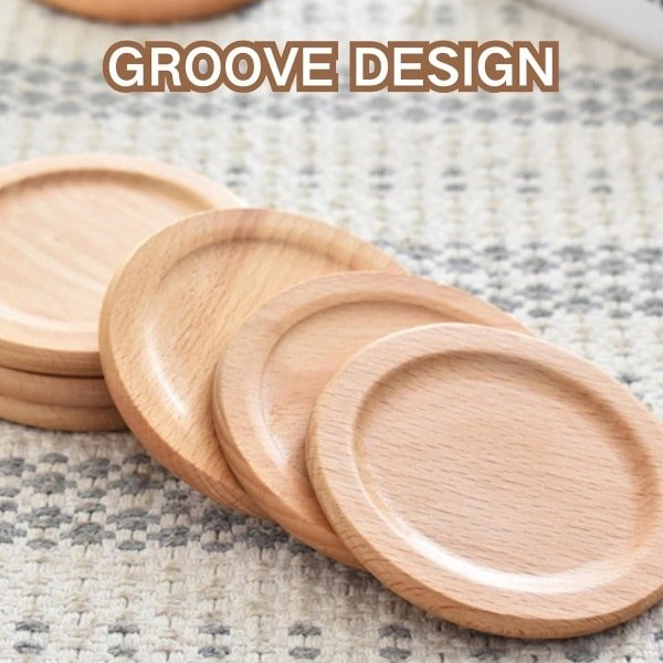 Allecta - Houten Onderzetters Set met Houder - Dranken Onderzetters voor Thuis - Ronde Onderzetters van 9cm - Keuken Tafel Accessoires - Housewarming Cadeau