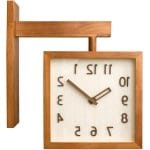 Allecta - Houten Wandklok Vintage Look voor Woonkamer en Keuken - Stille Dubbelzijdige Decoratieve Klok - Eenvoudig Vierkant Design - Huishouden Accessoires met Retro uitstraling