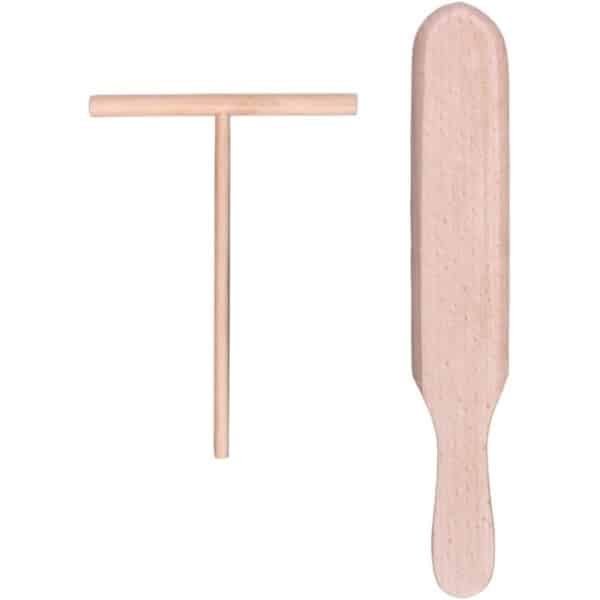 Allecta - Pannenkoekenverdeler voor in de keuken - Houten spatel en T-vormige pannenkoekenstaaf, 2 stuks - Robuust en duurzaam beukenhout - Doe-het-zelf - Handige pannenkoeken accessoires