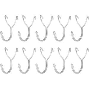 Allecta - Pegboard-haken set van 10 stuks, roestvrij staal, 3,3 cm afstand, display haken, metaal, hangende organizer, garage kantoor keuken winkel accessoires, zilverkleurig