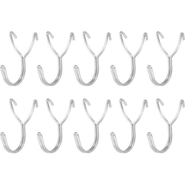 Allecta - Pegboard-haken set van 10 stuks, roestvrij staal, 3,3 cm afstand, display haken, metaal, hangende organizer, garage kantoor keuken winkel accessoires, zilverkleurig