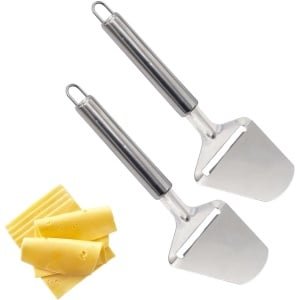 Allecta - Roestvrij stalen kaasrasp set, kaasrasp en kaasmes voor harde en halfzachte kazen, keuken accessoires met 2 stuks.