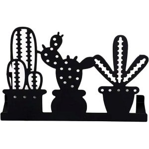 Allecta - Servethouder voor Zwarte Servetten, Metalen Design met Cactus Motief voor Tafeldecoratie in Woonkamer, Eetkamer, Bar en Keuken - Opslagrek Organisator - Stijlvol Accessoire met Cactus Design