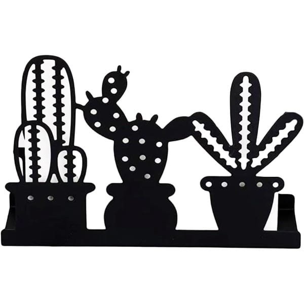 Allecta - Servethouder voor Zwarte Servetten, Metalen Design met Cactus Motief voor Tafeldecoratie in Woonkamer, Eetkamer, Bar en Keuken - Opslagrek Organisator - Stijlvol Accessoire met Cactus Design