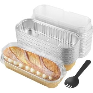 Allecta - Set van 60 Aluminiumfolie Mini Brood Pannen - Inclusief Deksels - 180 Stuks - 6 oz 200ml - Rechthoekige Folie Tin Liners - Accessoires voor Bakken - Aluminium Container voor Brownie Cake - Keuken Bakvormen.
