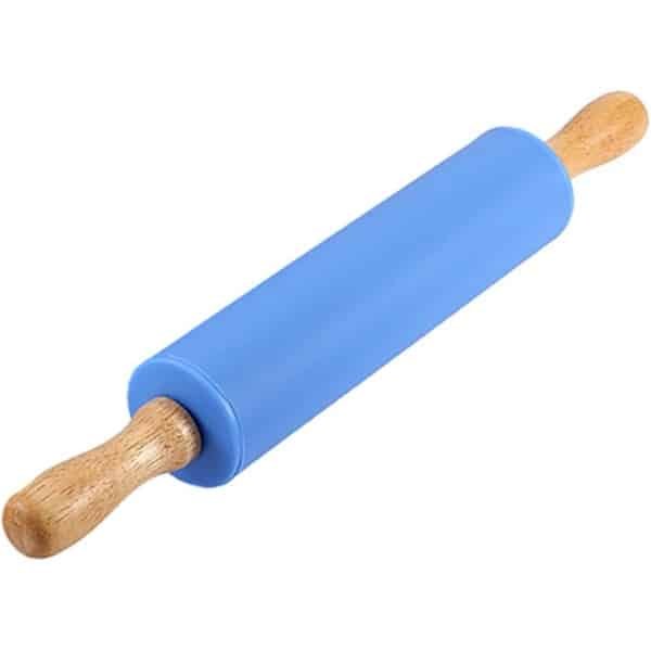 Allecta - Siliconen deegroller met houten handvat voor bakken, taartdeeg, pizza - anti-aanbakoppervlak - 30 cm - keuken accessoire.