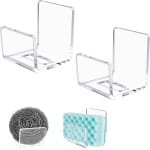 Allecta - Zelfklevende sponshouder, 2 stuks - Acryl schotel spons houders voor gootsteen - Zeep sponzen rack - Roestvrije hanger - Keuken accessoires - Transparant