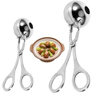 Allecto Plus - Roestvrijstalen 2 stuks vleesballetang met antiaanbaklaag en verwijderbare antislip handvatten voor keuken - Koken en bakken accessoires