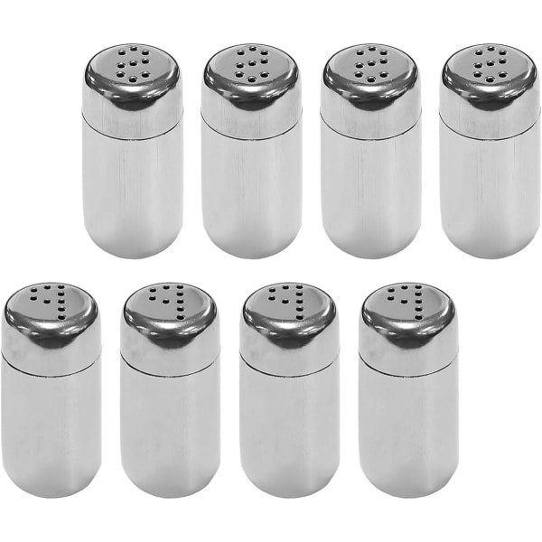 Allecto Plus - Set van 8 roestvrijstalen kruidenpotten voor in de keuken met draagbare mini-flessen. Voedselopslag accessoires voor kruidenverpakkingen.