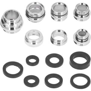 Allecto plus - Metalen Kraan Adapter Kit met Pakkingen en Tuinsproeier Connector Set voor Keuken en Tuinbeiten, Slangomleider Accessoires en Waterbesparende Beluchter - 7 Stuks